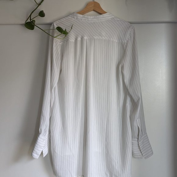 Guess White Stripped Silk Blouse M - Picture 4 of 4